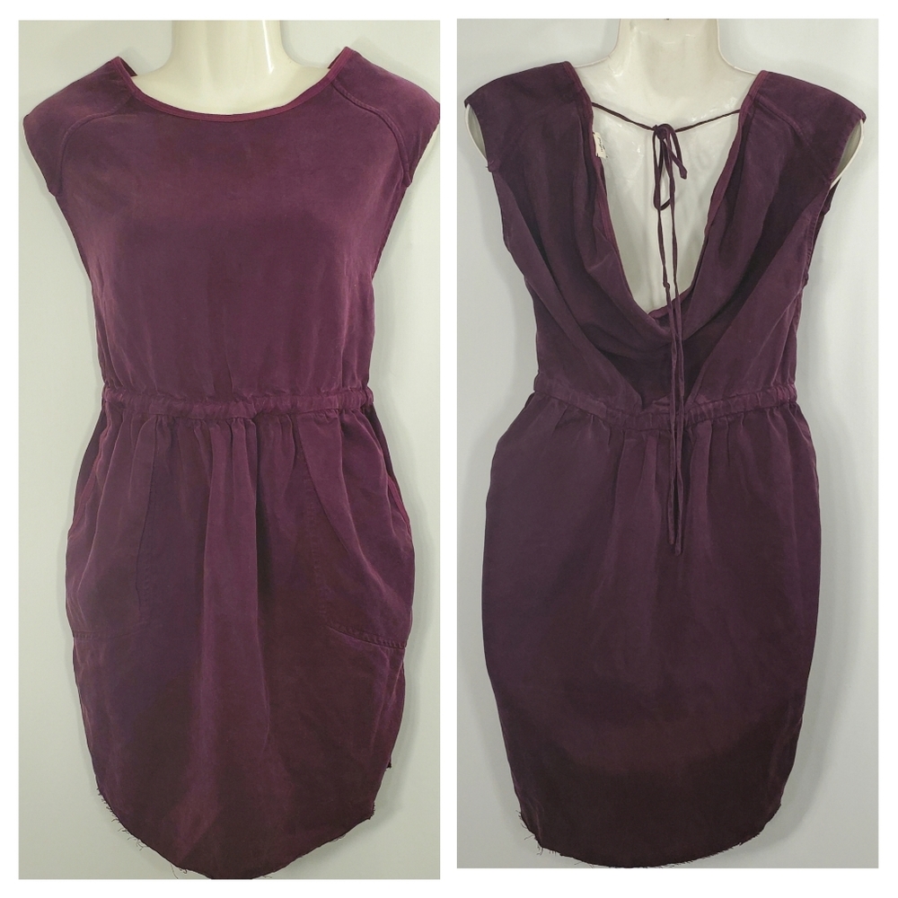 Wilfred Aritzia Plum Draped Back Dress